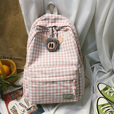 

Tailored Fashion Women Large Capacity Plaid Bag Student Backpack Travel Couple Bag