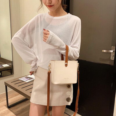 

Qiao Bani 2019 new Korean fashion Dongdaemun simple contrast color handbag shoulder diagonal trend female bag