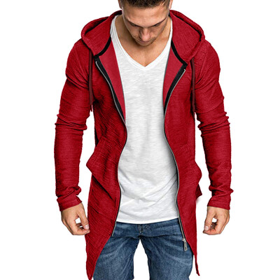 

Toponeto Men Splicing Hooded Solid Trench Coat Jacket Cardigan Long Sleeve Outwear Blouse