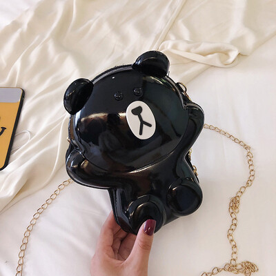 

2019 new cartoon cute little bear girl casual shoulder Messenger bag hard shell fashion wild chain cosmetic bag