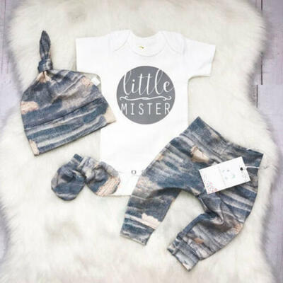 

Newborn Baby Boy "Little Mister" Tops Romper Jumpsuit Pants Outfits Clothes UK