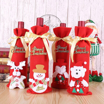 

Tailored Christmas Wine Bottle Cover Ornament Clothes Set Xmas Santa Reindeer Table Decor