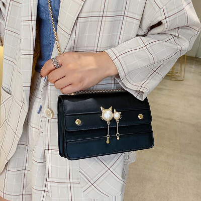 

Summer contrast color bag female 2019 new fashion small fresh casual chain bag wild single shoulder slung small square bag