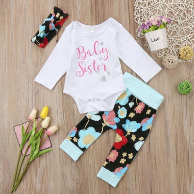

Toddler Infant Kids Baby Girls Romper Floral Pants Headband Clothes Outfit Set