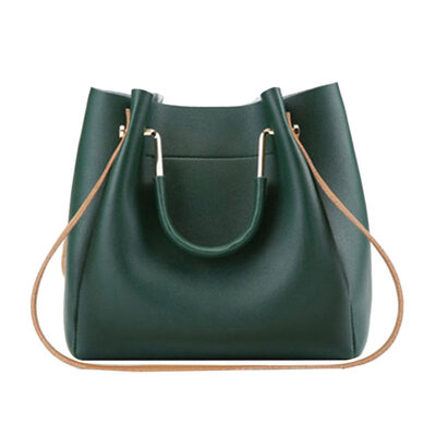 

Fashion Women Solid Color Faux Leather Zipper Tote Pouch Shoulder Bucket Bag