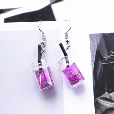 

EK642 Hot Creative Unique Bubble Tea Drop Earrings for Women Personality Milk Tea Drink Earring Funny Party Jewelry Girl Gift