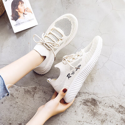 

Net shoes woman 2019 new breathable net face sneakers Korean version summer small white shoes summer father white shoes