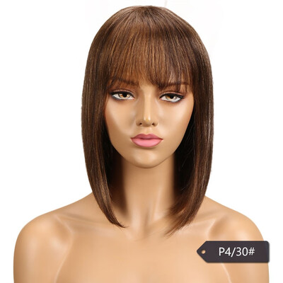 

Noble Blue Straight Human Hair Wigs With Bangs Brazilian Remy Hair Human Hair Wig Perruque Cheveux Humain Cheap Free Shipping