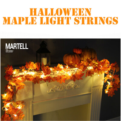 

〖Follure〗17M LED Lighted Fall Autumn Pumpkin Maple Leaves Garland Thanksgiving Decor