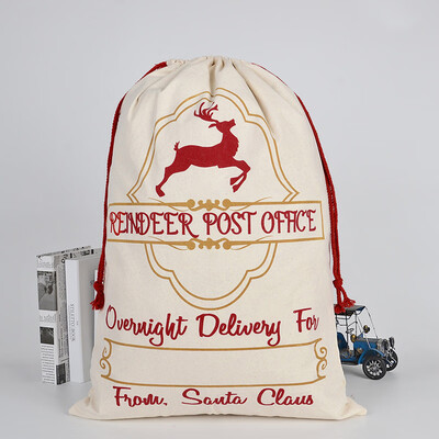 

Tailored Large Canvas Merry Christmas Santa Sack Xmas Stocking Reindeer Gift Storage Bag
