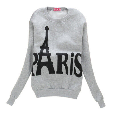 

Casual Women Hoodie Paris Tower Printed Pullover Outerwear Hooded Sweatshirt Top