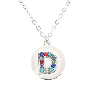 

Silver Alphabet Initial Letter A To Z Pendant Necklace Colorful Rhinestone Pendant Birthday Gifts Christmas Gifts For Women Girls