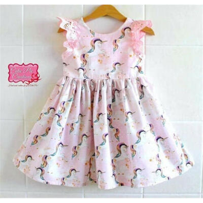 

US Stock Kids Baby Girls Lace Cartoon Unicorn Party Pageant Tutu Dress Sundress