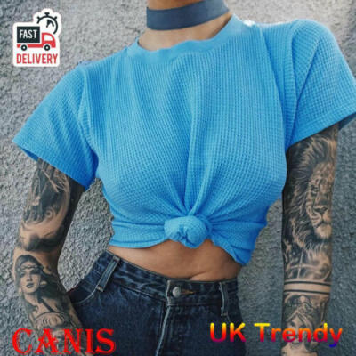 

2019 Women Short Sleeve Knitted Pullover Loose Sweater Jumper Short Tops