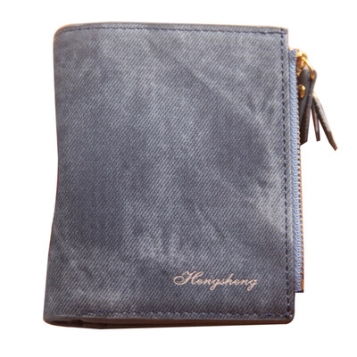 

Vintage Solid Color Bifold Coin Purse Card Holder Women Zipper Short Wallet