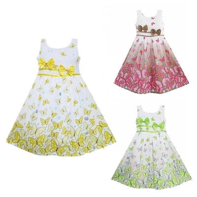 

Formal Dress 2-7Y Butterfly Print Baby Kids Girls Party Princess Gown