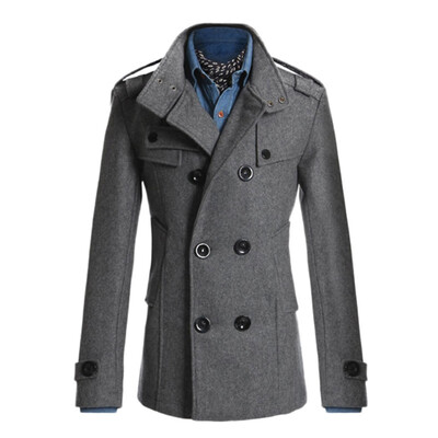 

Men Lapel Collar Long Sleeve Button Down Outwear Tops Jacket Solid Winter Coat