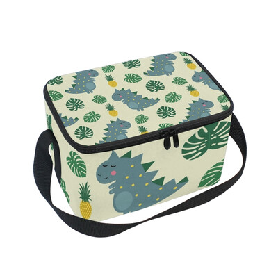 

ALAZA Pineapple And Palm Leaves Lunch Box Insulated Lunch Bag Large Cooler Tote Bagfor Men Women