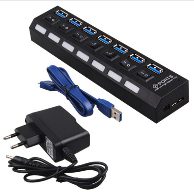 

XY JX08 7 Port USB 30 HUB Deconcentrator Independent Expander with Power Switch