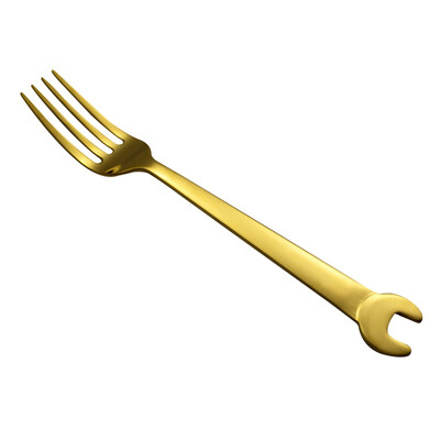 

New Stainless Steel Cutlery Creative Wrench Stainless Steel Knife And Fork Black Gold Plated Fork Spoon Gift Set
