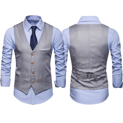 

Men Formal Business Slim Fit Work Party Dress Vest Suit Tuxedo Casual Waistcoat