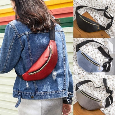 

Fashion Waist Fanny Pack Women PU Leather Belt Zipper Waist Bag Casual Chest Bag