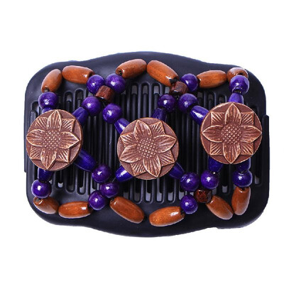 

Retro Wooden Beads Magic Hair Comb Double Row Hairpin Insert Women Hairstyle Clip