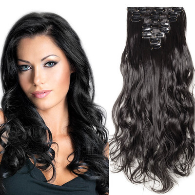 

8 PcsSet Fashion Long Curly Wavy Straight Clip In Hair Extension Sexy Heat Resistant Party Hair Natural Synthetic Hair For Women