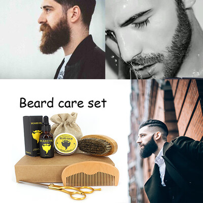 

〖Follure〗Mens Beard FluidBeard WaxCombBrushScissors Strength Nourish Combination