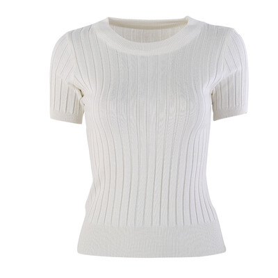 

T-shirt Tops Knitted Slim Pullover Women Sweater Half Sleeve Thin Tight Fit Semi-high Collar Clothing Free Size 5 colors