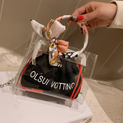 

Tailored Woman Clear Jelly Letter Shoulder Bags Ladies Campus Style Leisure Hand Bags