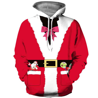 

Tailored Men Women Mode Christmas 3D Print Long Sleeve Couples Hoodies Sweatshirt Tops