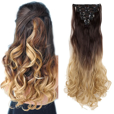 

8 PcsSet Fashion Long Curly Wavy Straight Clip In Hair Extension Sexy Heat Resistant Party Hair Natural Synthetic Hair For Women