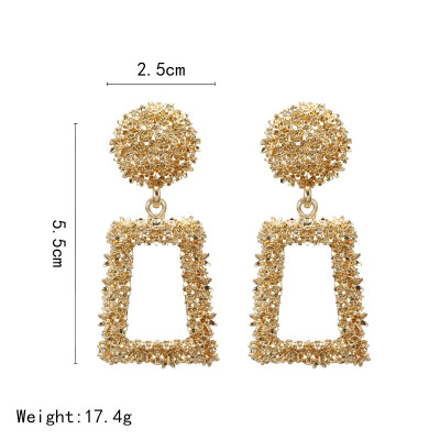 

Vintage earrings large for women statement earrings geometric golden color metal long earrings trend 2019 fashion Jewelry