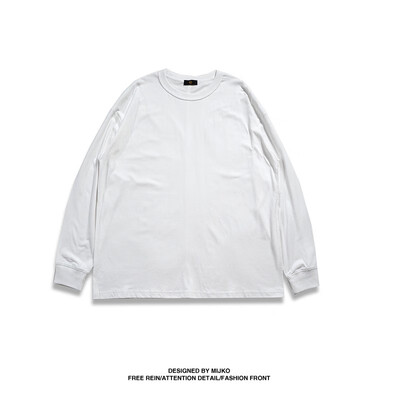 

MIJKO Mens&Womens Autumn New Open Fork Clothes Washing Water Retro Wind Anti-turning Workers Wear Loose Long Sleeve T-shir