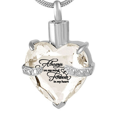 

Always in my heart Necklace for Ashes Love Heart Cremation Memorial Keepsake Pendant Necklace Jewelry 12 Month