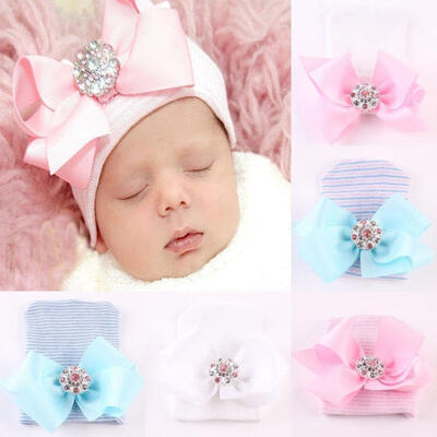 

Cute Newborn Baby Infant Girl Toddler Comfy Bowknot Hospital Cap Beanie Hat