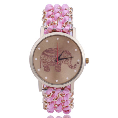 

Explosion models woven stretch rope ladies elephant watch simple scale student quartz watch