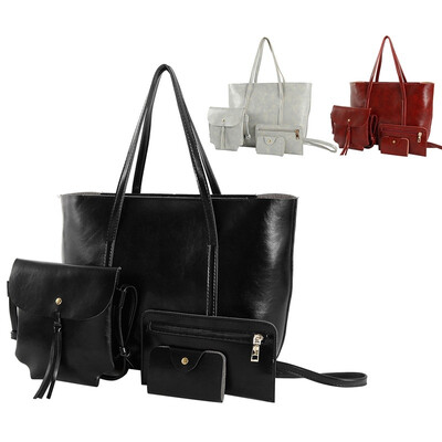

4pcsset Women Ladies Leather Handbag Shoulder Tote Purse Satchel Messenger Bag