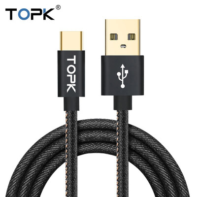 

Topk 1M Denim Braided USB C Gold-plated Fast Charging USB Type C Cable for MacBook Xiaomi 4C Letv Oneplus