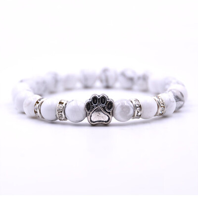 

Stone Bead Yoga Bracelet Dog Hand Paw Elastic Rope Bead Bracelet Fashion Men Women Jewelry