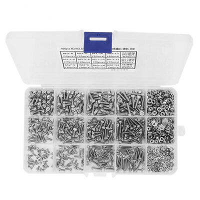 

Greensen 900pcs M3\M25\M2 Stainless Steel Hex Screw&M3\M25\M2 Nut Gasket Set