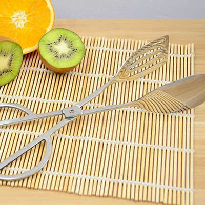 

Stainless Steel Scissors Shape Frying Grilled Food Clip Barbecue Tong Bread Steak Food Salad Clamp