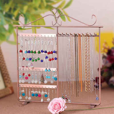 

Metal Iron Earrings Necklace Ear Studs Jewelry Display Rack Stand Organizer Holder