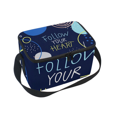 

ALAZA Lunch Box Follow Your Heart Design Insulated Lunch Bag Large Cooler Tote Bagfor Men Women