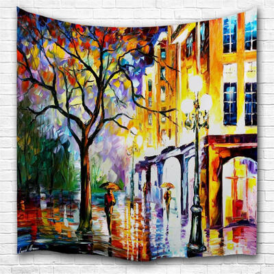 

Oil Painting Rainy Night 3D Printing Home Wall Hanging Tapestry for Decoration