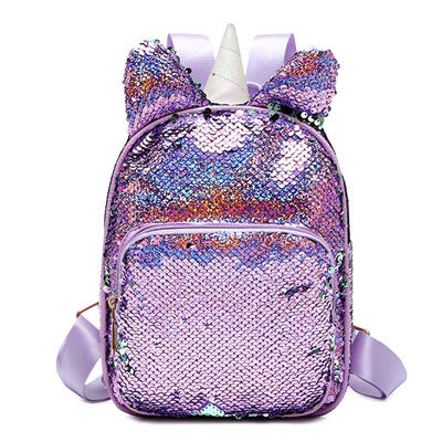 

Sequin Cute Girls School Bags 3D Novelty Cartoon Vertical Square Backpacks