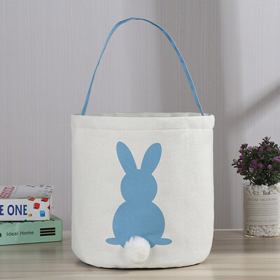 

Gobestart Easter Egg Basket Holiday Rabbit Bunny Printed Canvas Gift Carry Eggs Candy Bag