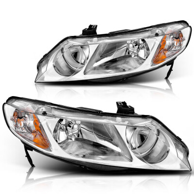 

For 2006-2011 Honda Civic 4-Door Headlight Assembly Headlamp Replacement with Amber Park Lens