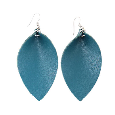 

Women Girls Retro Party Jewelry Faux Leather Leaf Drop Pendant Hook Earrings